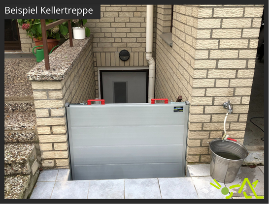 Flutschott vor Kelleraufgängen
