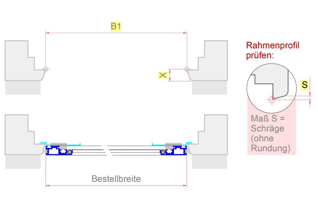 Bestellmaß Breite festlegen